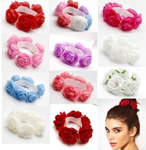 New 2014 Flower Bun Garland Floral Head Knot Hair Top Scrunchie Band Elastic Bridal