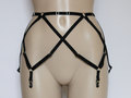 Hot sale pastel goth women stocking suspender belt Trinity Black Caged constraint lingerie garter belt body