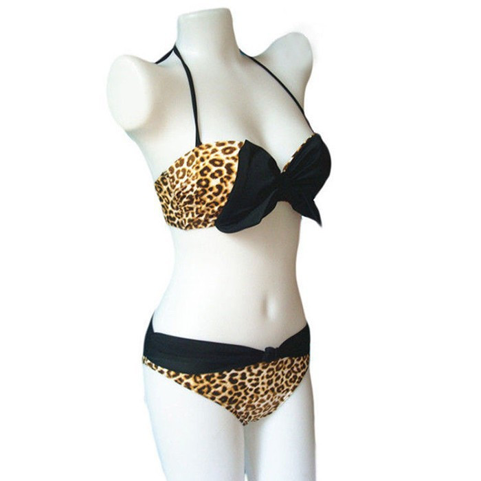 2015 Free Shipping Zebra Leopard Swimwear Women Padded Boho Fringe Bandeau Bikini Set New Swimsuit Lady Bathing suit (16)