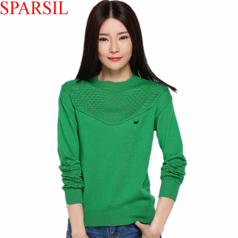 Women Winter&Autumn O-Neck Pierced Cashmere Sweater 2015 New Female Knitted Jumper Fashion&Casual Knitwear Pullover Brand