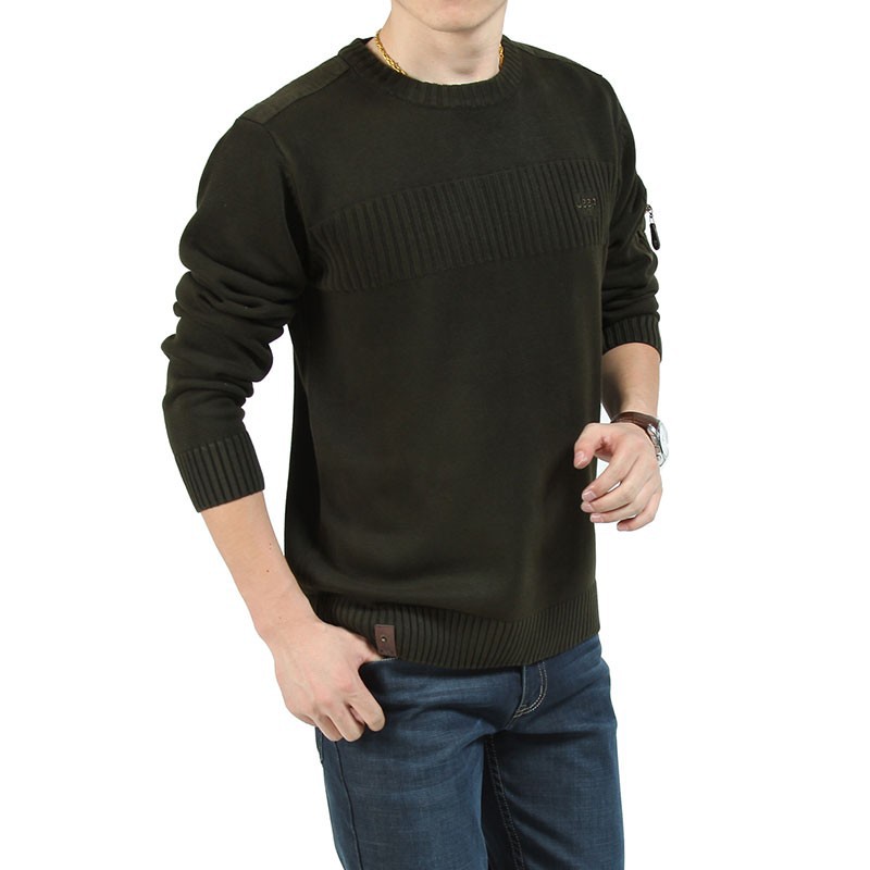 AFS JEEP Autumn Winter Thicken Men Cotton Knitted Sweaters Cotton 2015 O Neck Brand Pullover Long Sleeve 3XL Sweaters Wholesale (2)