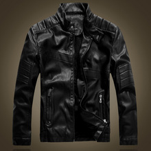 Men’s high quality leather coat men’s thick fleece jacket PU leather motorcycle jacket coat parka