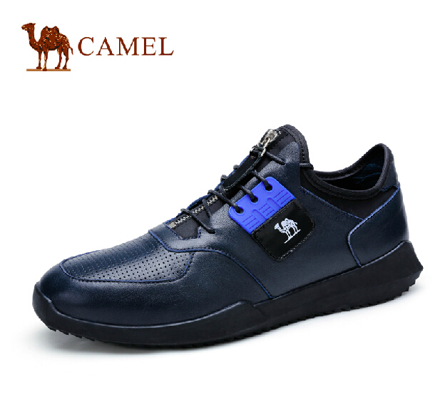 Camel leather shoes  men's sports new spring 2015 round lace shoes