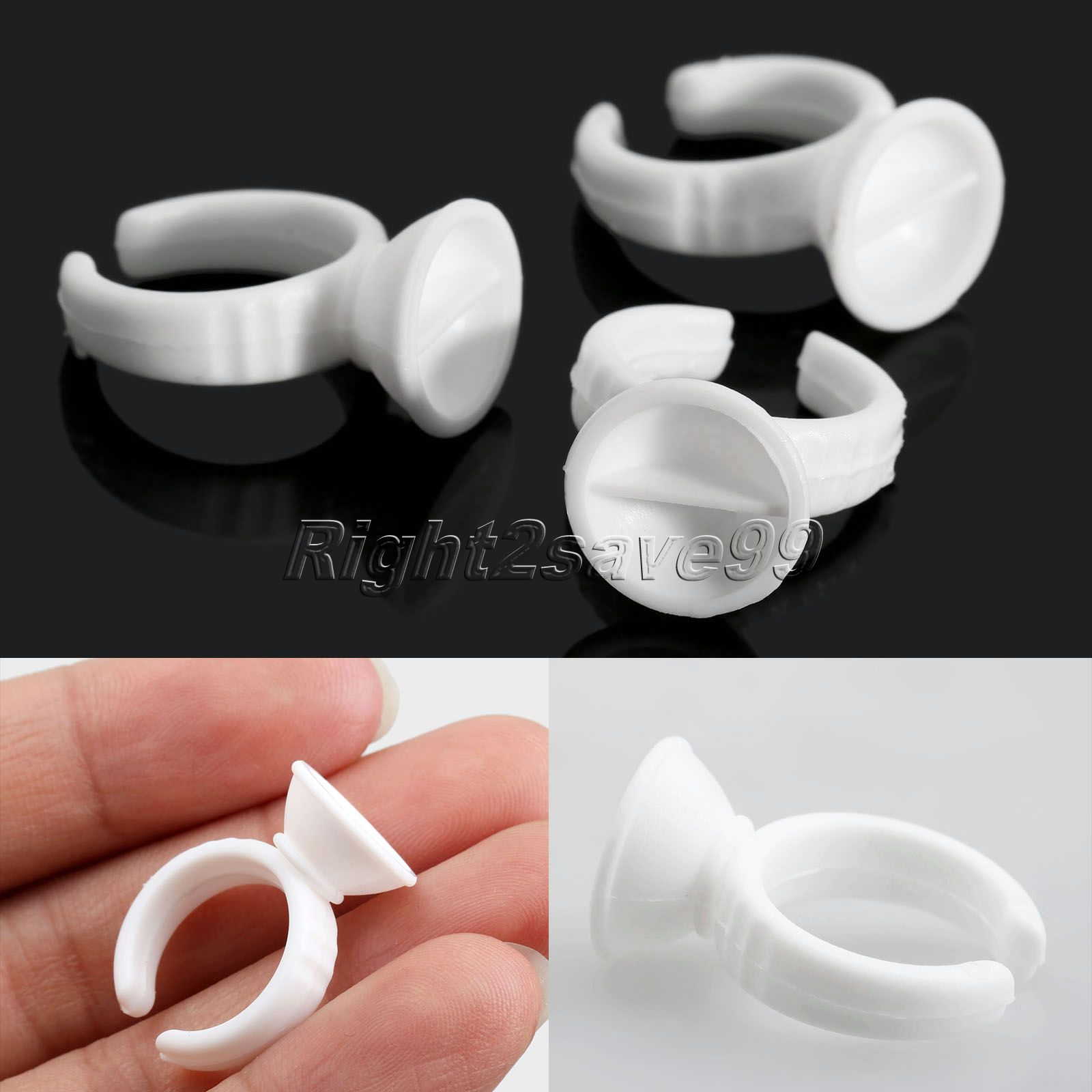 New 50pcs White Plastic Disposable Permanent Makeup Eyebrow Lip Tattoo Pigment Container Ring Ink Cup for