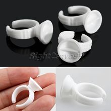 New 50pcs White Plastic Disposable Permanent Makeup Eyebrow Lip Tattoo Pigment Container Ring Ink Cup for Tattoo Supplies