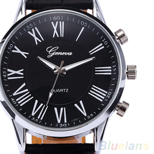 Fashion Roman Dial watch Mens Elegant Leather Black Analog Quartz Sport Wrist Watch men