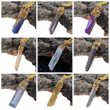 Top Selling 2015 Fashion Golden Plated Natural Stone Jewelry Irregular Genuine Crystal Gun Black Pendants Necklace