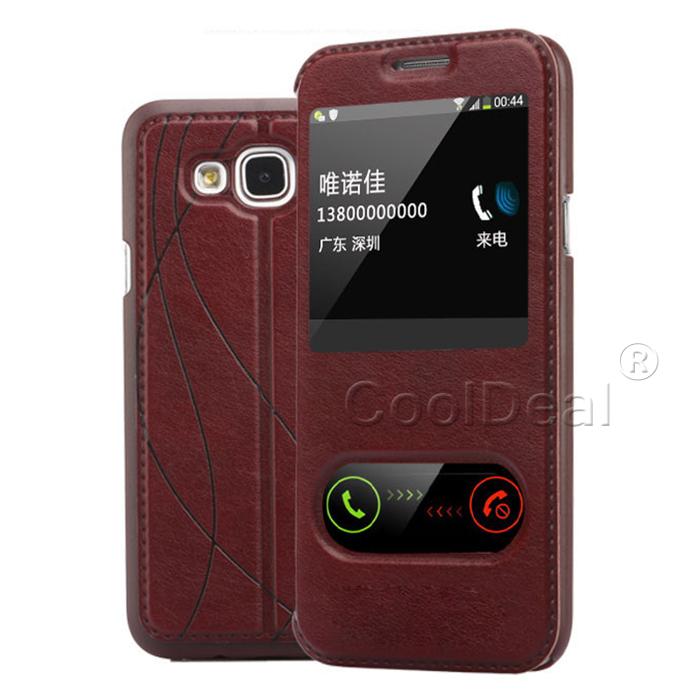 Ultra Thin View Window PU Leather Flip Stand Cover Case For Samsung Galaxy J3 J300 J3000