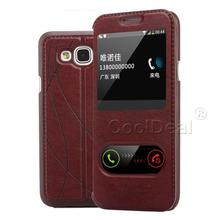 Ultra Thin View Window PU Leather Flip Stand Cover Case For Samsung Galaxy J3 J300 J3000
