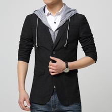 New Fashion Mens Slim Fit Blazers Male Coat Detachable Hooded Blazer Jacket Brand Clothing Men Causal Suit Blazer Plus Size 3XL