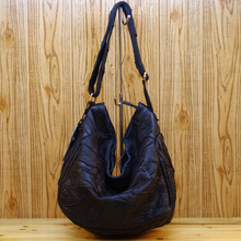 2016 sheepskin bag casual soft irregular patchwork bag genuine leather one shoulder cross-body women’s handbag yellowish brown