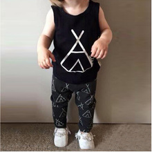 2016 Summer New children clothing set Kids girl clothes cotton cartoon sleeveless T-shirt+pant 2pcs newborn girl clothes suit