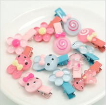 Kawaii Animal Rabbit Hairpin Candy Color Children Girls Surprise 6Pcs Hair Clips Headband Baby Barrette Resin