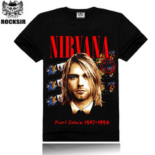 Nirvana Band T shirt Men Fashion Print 2016 Summer Style Men’s Black Cotton Casual T-shirt for Male