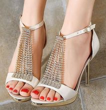 Size 4 8 Wedding ShoesTassel Women Shoes Bridal Sexy Summer High Heels Pumps zapatos mujer Chenk
