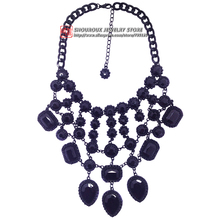 2016 Z design wholesale fashion necklace Europe costume chunky crystal choker tassel bib pendant Necklace statement