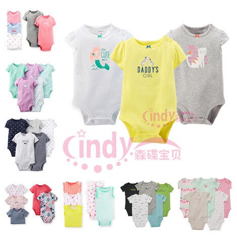 5 pcs pack Original Carters Baby Boys and Girls Bodysuits Summer Autumn 100 Cotton Diaper Bodysuit
