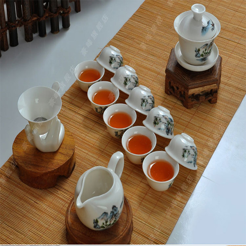 New promotional ceramic tea set of a complete set of Chinese kung fu tea teapot 14pic