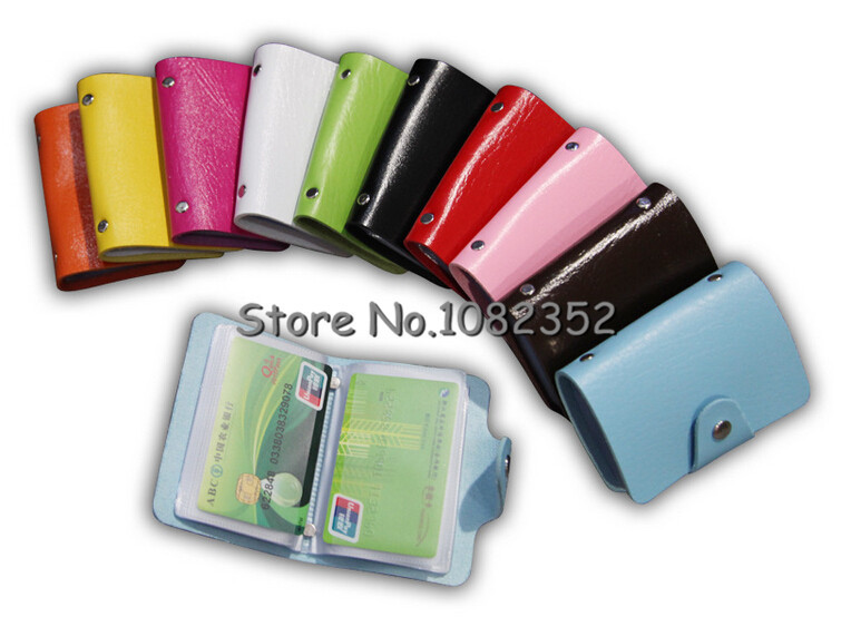 solid color PU leather credit card cover passport bag bank card purse 24 ID card case business holders men\'s Wallets free ship