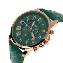 2015 New Fashion Ladies Watches Roman Numerals Faux Leather Women Watch Analog Quartz Watches Women Men