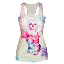 WOMENS Digital Print Blouse Gothic Punk Club Street Style T Shirt Top Vest