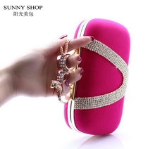 SUNNY SHOP 2016 New Fashion Snake Knucklebox Cluthes Evening Bag Crystal Diamonds Party Bag High Quality Wedding bag