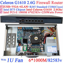 Celeron G1610 industrial 1U firewall server barebone system with 6*1000M 82583v Lan Wayos PFSense Mikrotik Panabit ROS support