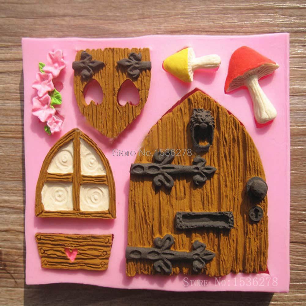 Cartoon Art Fairy Doors Silicone Fondant Cake Mold Chocolate Mold Clay Mold Fondant Cake Decoration