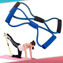 Hot 2015 New Resistance Training Bands Rope Tube Workout Exercise for Yoga 8 Type Fashion Body Fitness