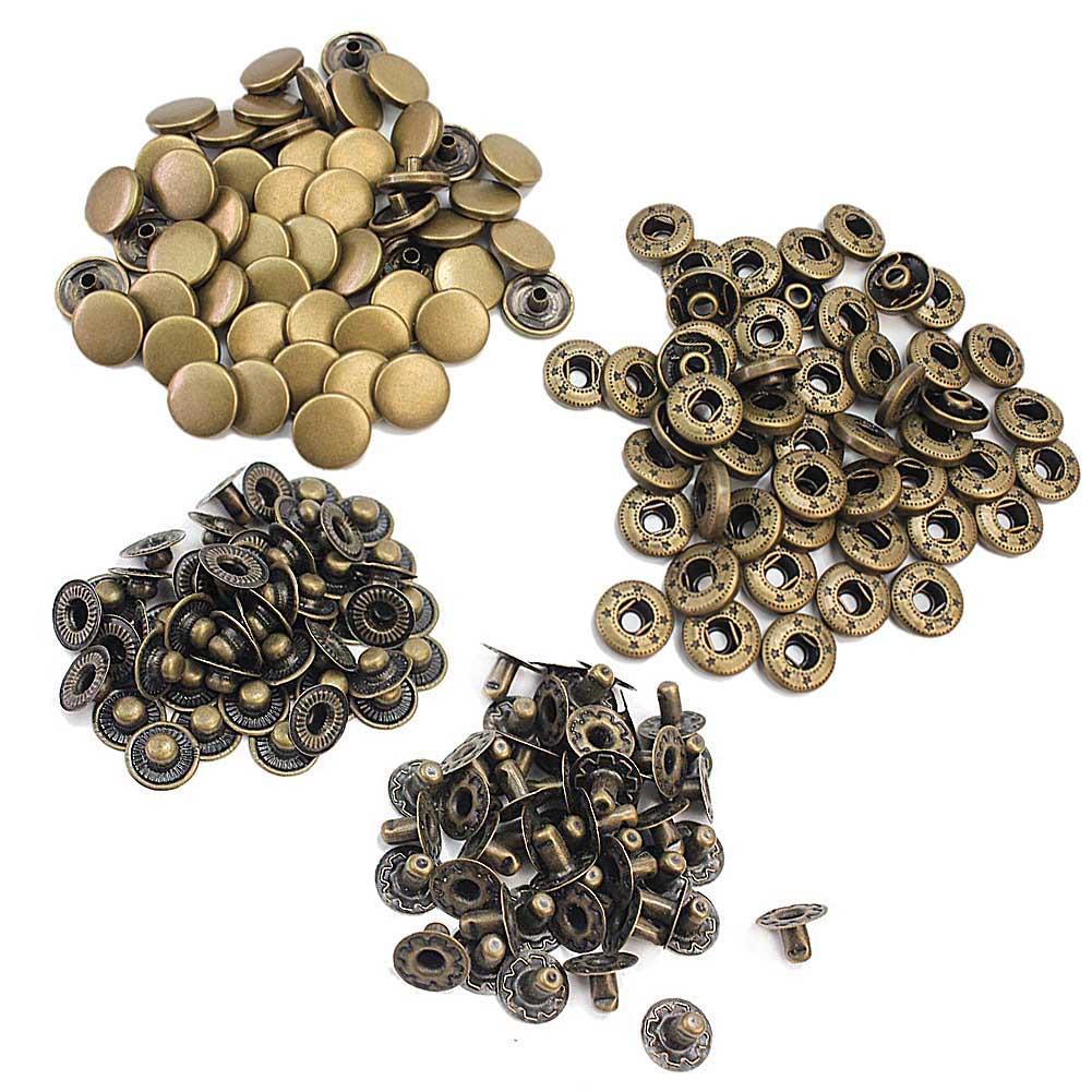 50 Pcs 12mm Vintage Bronze Metal Snap Press Fasteners Sewing Buttons Studs New