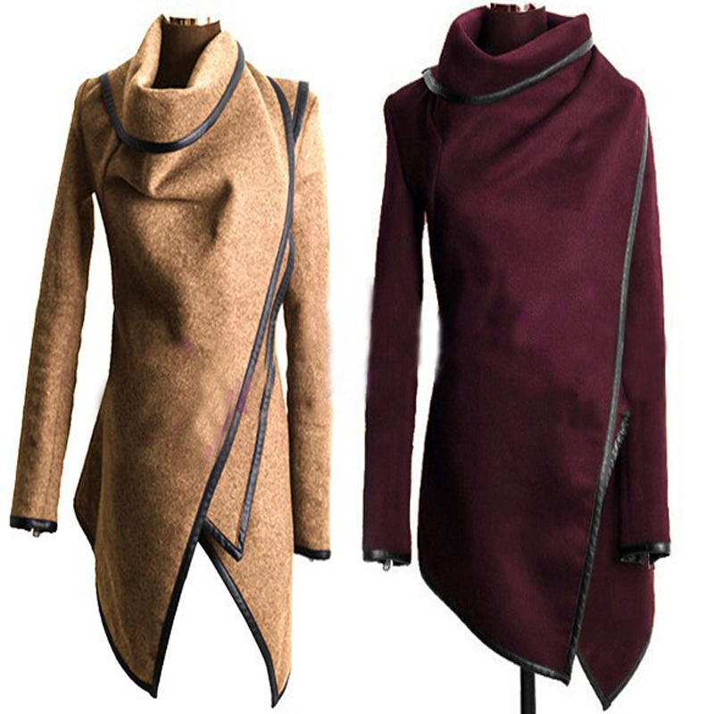 DG S-XXXL Trench Coat For Women 2015 New Brand Fashion Patchwork Full Sleeve  O Neck Girls Trench Zipper Cross Coat Fall Winter