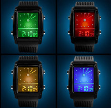 Electronic 2016 New LED Digital Watch Quartz Watch Military Men Wristwaches Relogio Masculino Silicone Band Seven Color Lights