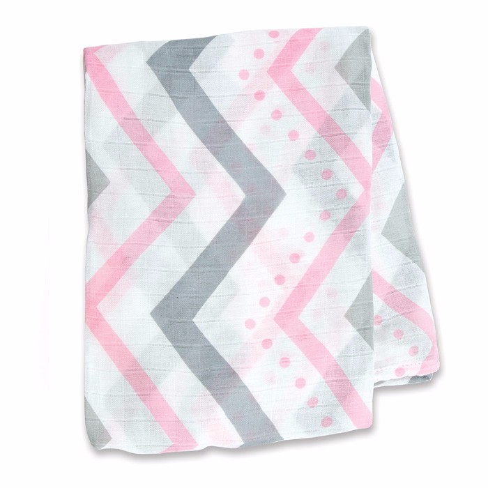 LJ105-Pink-Chevron-Bamboo-Muslin-Swaddling-Blanket-Fold