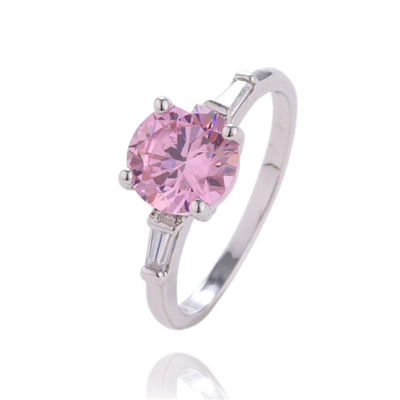 Quality-925-Sterling-Silver-Ring-Pink-Rhinestone-Women-Sterling-Silver ...