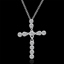 Hot selling new style 925 sterling silver Crystal Necklace Fashion Jewelry Classic Gemstone Cross pendants Free shipping gift