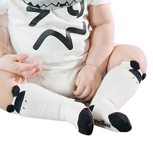0-4Y Baby Kids Boys Girls Cotton Printed Cute Cat Anti-slip Knee Socks Soft Sock
