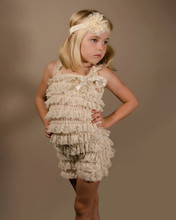 petti Girls Lace Romper ,Ruffle Baby Clothes,Champagne Baby Romper 2-6T ,Baby Outfit