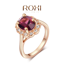 ROXI Brand Black Blue Green Purple Crystal Big Rings For Women Gold Plated 18K Ring Fashion