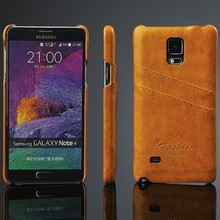 Top Quality Luxury Grease Glazed Leather Phone Case For Samsung Galaxy Note 4 N9100 IV Card