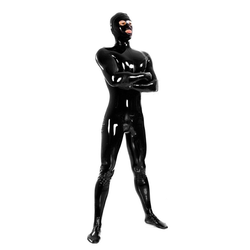 2015 new fashion Full cover black latex catsuit sexy fetish erotic costumes rubber bodysuit for man plus size Hot sale