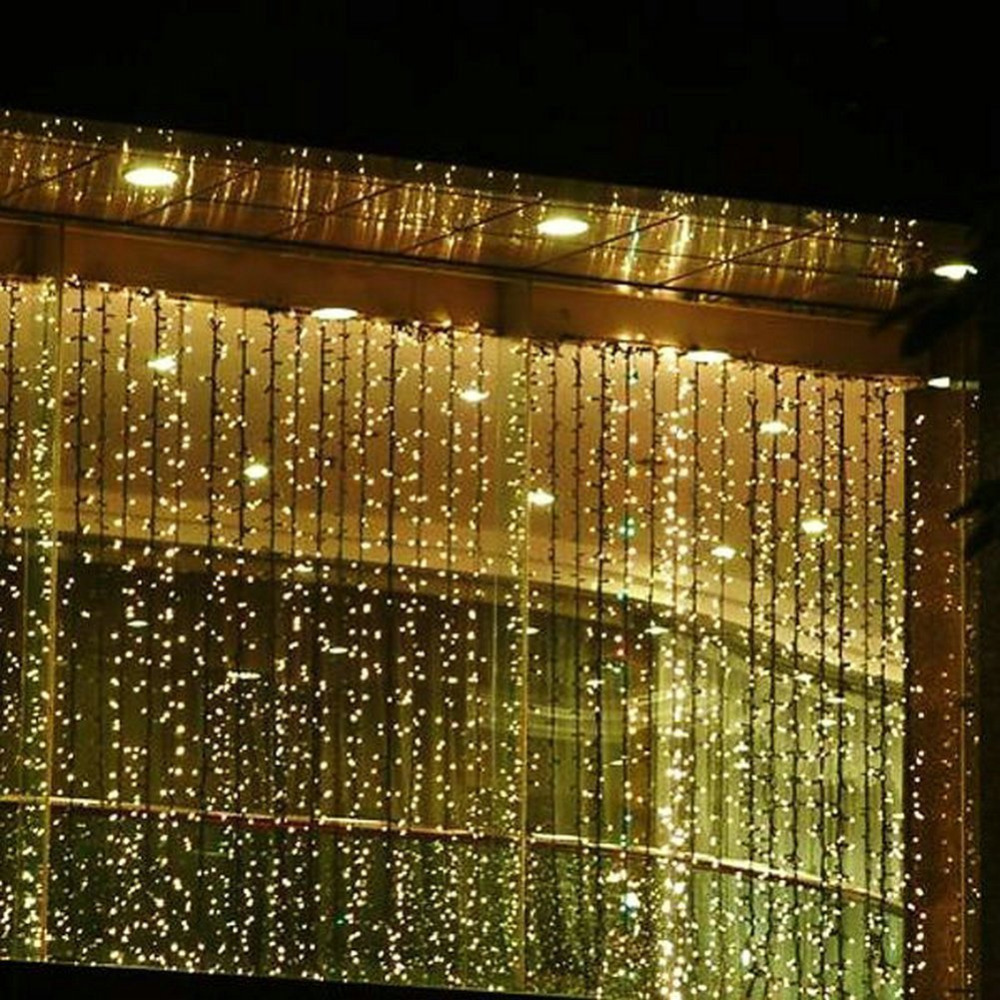 3M*3M LED Window Lights Outdoor Curtain String Fairy lamp Christmas XMAS Party Home Festival Background/Wall Decoration Lighting