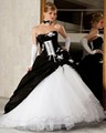 White and Black Wedding Dress 2017 Gothic Ball Gown Vestidos De Novia Bridal Dress Custom Classic