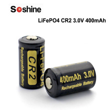 Soshine LiFePO4 CR2 3.0V 400mAh Rechargeable Battery (2 pcs)