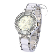 Pulsera de cadena de cerámica correa de lujo brillante cristal dama Reloj de pulsera de moda Retro para Mujer Reloj Montre Femme Reloj Mujer