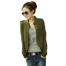 2016 Fashion Womens Ladies Jacket Military Short Jacket Double Breasted Epaulet Coat KR2