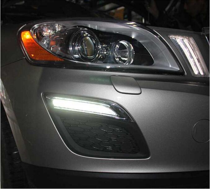 A pair 100% NEW Car For Bumper Front Fog Lamp Volvo XC60 2009 2010 2011 2012 2013 LED DRL Daytime Running Light Free shipping