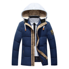 Knit Cap 2015 Winter Jacket Men Fashion casual thick Pockets Duck Down Jaqueta Masculina patchwork Windbreaker Hooded Coat