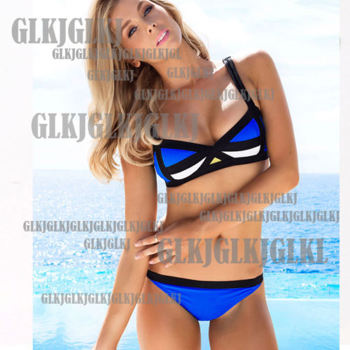 Lady Bandage Blue Bikini Set Push up Padded Bra Swimsuit Bathing Suit Swimwear