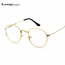 2016 New Designer Woman Glasses Optical Frames Metal Round Glasses Frame Clear lens Eyeware Black Silver Gold Eye Glass P010