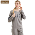 Autumn Cotton Women Pajama Sets Full Sleeve Sleep Lounge Letter Printed Pijama Home Clothes Casual Round